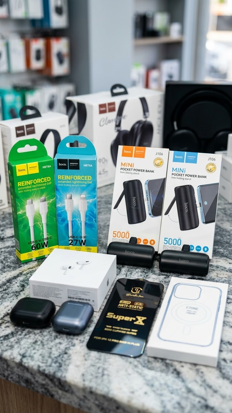 pack promo( power bank /pochette / ear pods / chargeur / incasable